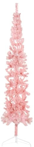 vidaXL Medio Árbol de Navidad Artificial con Soporte Decoración Adorno Luz Iluminación Vacación Festival Fiesta para Familiares Rosa