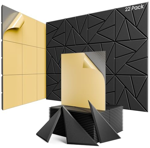 22 Pack Self-Adhesive Acoustic Panels, Sound Proof Foam Panels for Walls