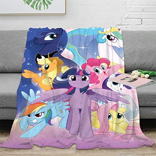 ELGISI My Little Pony Decke, Rainbow Pony 3D Kuscheldecke Sofadecke Bettüberwurf Erhältlich Decke Tagesdecke Decke Für Sofa Und Bett Falten-beständig Schmusedecke 50x60inch(127x152cm)