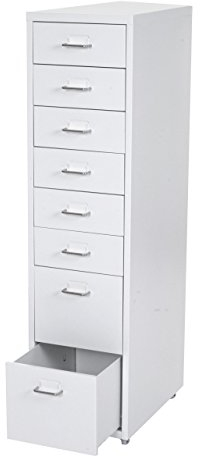 Mendler Rollcontainer Boston T851AM, Schubladenschrank Stahlschrank, 110x28x41cm 8 Schubladen - weiß