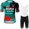 2023 Pro Team BORAhansgrohe Radtrikot Set für Herren, atmungsaktives MTB Radtrikot Trägerhose Kits GEL Paddad (3XL)