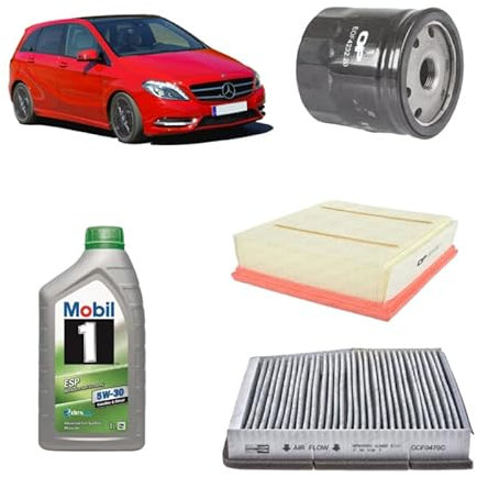 Kit filtri + 5L olio Mobil 5W30 per Classe B W246 W242 gasolio 160CDI 180CDI (2011-2018)