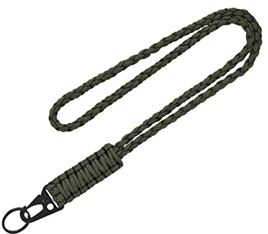 Ouligay Paracord Schlüsselanhänger Schlüsselband Umhängeband Lang Leder Neck Lanyard Langes Handgelenk Paracord Lanyard Key Paracord Armbänder Schlüsselanhänger Paracord für Schlüssel Ausweise(Grün)