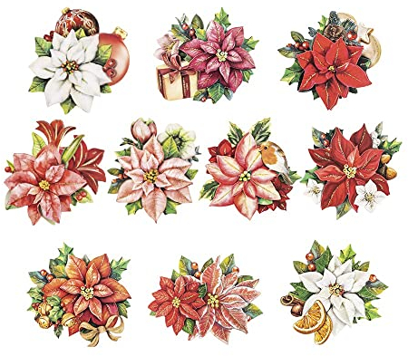 Ideen mit Herz 3-D Motive, ausgestanzt, ca. 7-10 cm, 10 Stück im Beutel | Bilder zum Basteln & Dekorieren | Grußkarten selber machen | Bildmotive für Scrapbooking (Festliche Weihnachtssterne)