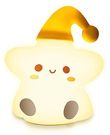 groov e Cuties - Ezra Star - Colour Changing LED Night Light with 30/60 Minute Timer - 7 Colours - Tap to Use - Rechargeable 12-Hour Battery or USB Powered - for Babies, Toddlers & Children