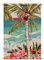 Bilderwelten Wandteppich Palme mit pinken Blumen II Kunst Holzstäbe Wandbehang XXL 217x145 cm Wandtuch Wandbild Tapisserie Wohnzimmer