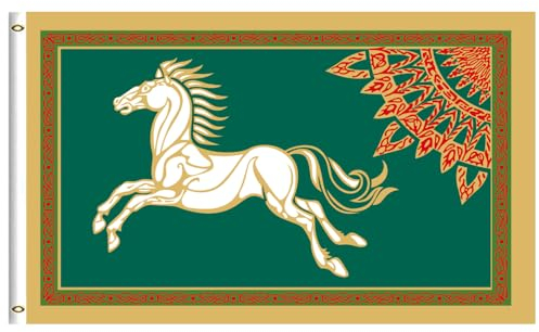 DHAYAXI Flylong LOTR Rohan Flagge, Banner, 90 x 152 cm, doppelseitig, mit Ösen für Studentenwohnheim, Männerhöhle