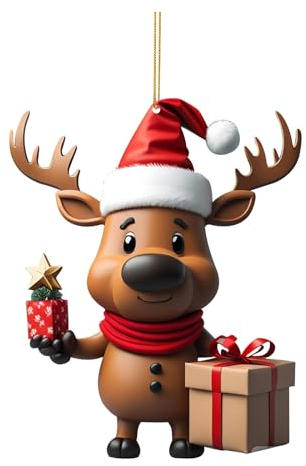 Weihnachtsbaum Deko Weihnachtshirsch Acryl Deko Weihnachten Lustige Weihnachtskugeln Weihnachtsbaum Basteln Weihnachten Baumkugeln Christbaumschmuck Weihnachtsschmuck Christbaumkugeln (J, One Size)