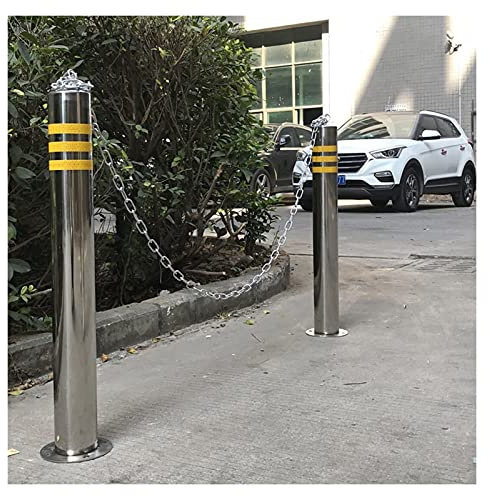 Wzmazingly 2 Pcs Parking Posts For Driveways, Stainless Steel Parking Barrier Car Park, Anti Parking Garage Security Bollard With 3m Metal Chain