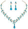 Prosy Braut Strass Halskette und Ohrring Set Kristall Halskette Braut Party Hochzeit Schmuck Sets für Frauen und Mädchen (Himmelblau)