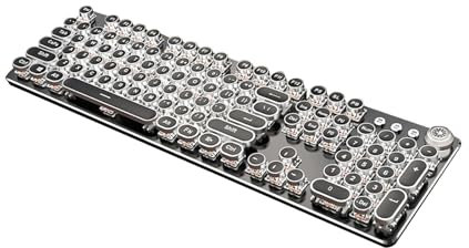 Okiyakusama Mechanical Gaming Keyboard, Retro Punk 104 Key Quick Response Round Keycaps Vintage Game Keyboard for Computer,Women Men,Home