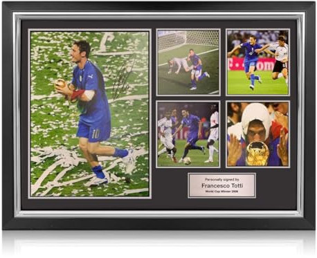 Exclusive Memorabilia Francesco Totti Signed Italy Football World Cup Photo Presentation. Deluxe Silver