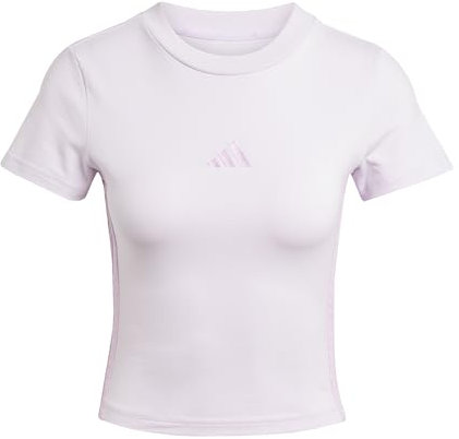 adidas Women's Essentials 3 Stripes Slim Baby T-Shirt, ice Lavender/Bliss Lilac, M