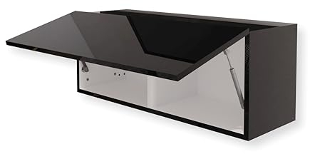 HAJDUK FURNITURE Hängeschrank für Küche 90x35x32 cm Schwarz Hochglanz Flach Küchen Klapphängeschrank Schrank Einbauküche Küchenzeile Moderner Küchenmöbel Oberschrank Geräumiger Küchenschrank