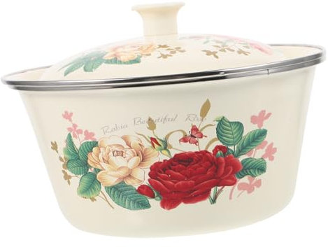 CIYODO Suppentopf Aus Emaille Mit Deckel Retro Vintage Design Praktisch Für Küche Und Haushalt Zum Lagern Von Lebensmitteln Wie Öl Gemüse Und Suppen
