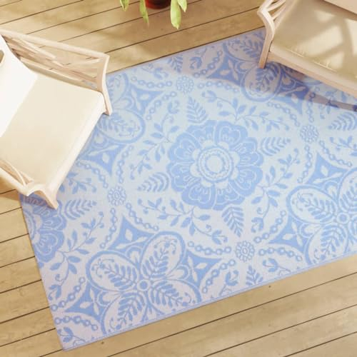 qohoio Outdoor-Teppich Balkonteppich Carpet Outdoor Teppich Balkon Babyblau 140x200 cm PP