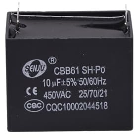 ANMOO CBB61 Ceiling Fan Capacitor 10uF 450V AC Single Insert Metalized Polypropylene Film Capacitors 47x25x42.5mm for Water Pump Motor Generator
