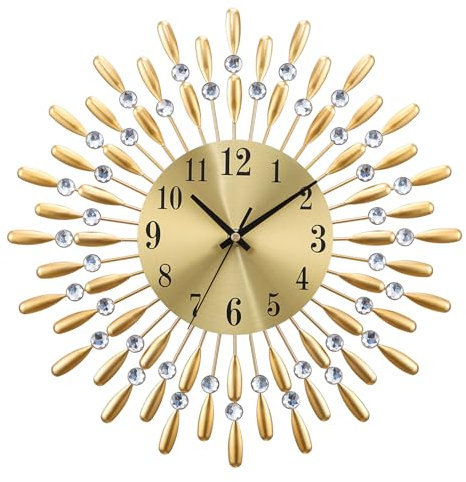 HaiYiZuhause Vintage Wanduhr ohne Tickgeräusche, Große Retro Wand Uhr im europäischen Stil, ideal als Deko für Wohnzimmer, Schlafzimmer, Küche, Klassische Zimmer Deko & Küchenuhr (Gold)