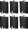 Pack de 6 Flasques a Alcool et Entonnoir, 8oz/227ml Flasques Whisky de Poche Inox, Flasque de Poche Portable pour Randonnée, Camping, Escalade, Pique-Nique (Noir Mat)