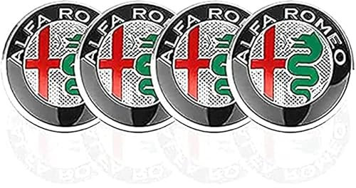 AWZESHBK 4 Stück Nabenkappen, für Alfa Romeo Mito 147 156 159 166 Giulietta Spider Stelvio, 50mm Felgen Radmittelkappen Fahrzeug Radnaben Kunststoff Abdeckungen Auto-Tuning-Zubehör,B