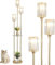 Rayofly Modern Floor Lamp with Shelves, 3-Lights Gold Floor Lamps for Living Room, Crystal Standing Lamp with Glass Shades & Foot Switch, Glas Standing Lamps for Bedroom, Dining Room, Hall, Office