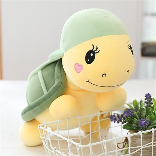 champracer Niedliche Schildkröte Plüschtier, weiche Plüschpuppe, Stofftier, Meerestier, Kawaii Schildkröte niedlich bewegliches Plüschtier Stofftier, (25 cm,Grüner Hut)