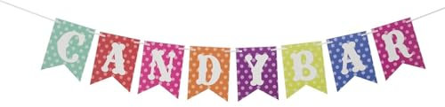 Bunt Wimpelkette 2,5m,CANDY BAR Banner,Hängende Wimpelbanner mit 8 Stück Flaggen,Candybar Girlande,Banner für Indoor Outdoor Aktivität,Geburtstag,Hochzeit,Party,Festival Dekoration,Fotorequisite