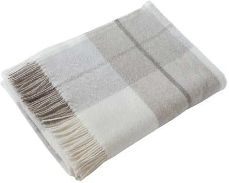 AltoBuy Everett - Plaid à Franges 100% Laine à Carreaux 140x200cm