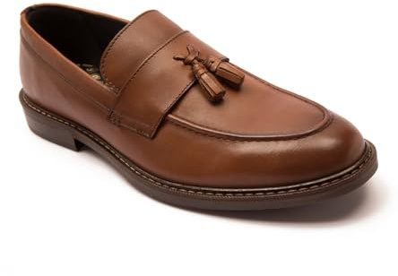Thomas Crick 'Clinton' Men's Leather Tassel Formal Loafer Shoes Tan