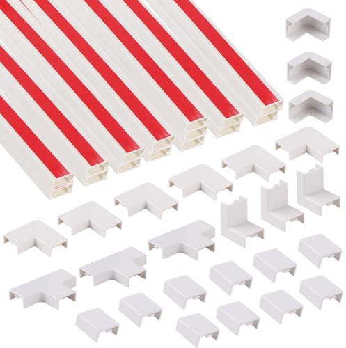 15 Pcs Kabelkanal Weiß Selbstklebend 20x10mm Kabelkanal zur Kabelführung 15x30cm(4.5M) Mini Kabelkanäle Kabelabdeckung mit 25 Zubehör Weiß Kabelschacht für alle Netzkabel in Haushalt/Büro