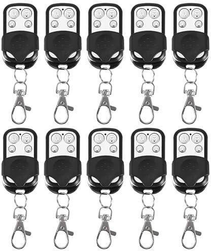10Pcs Gate Remote Control Keychain, 433MHz Universal Remote Cloning Control Key Duplicator with 4 Buttons for Garage Door, Roller Doors