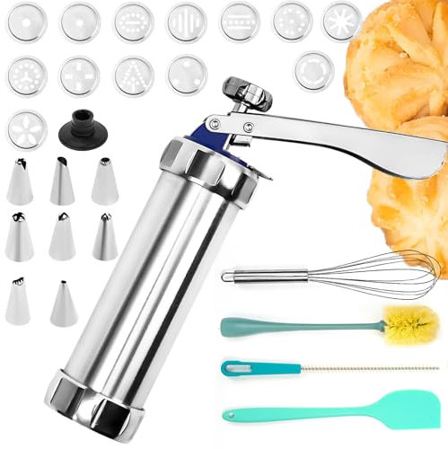 Maiziyun Presses à biscuits en métal avec pistolet 13 disques à biscuits et 8 embouts pour décoration de cookies
