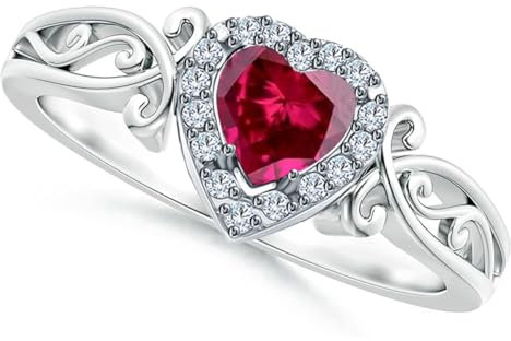 1 Karat Erstellt Rubin Keltischen Knoten Verlobungsring 925 Sterling Silber Herz geformt roten Rubin Geburtsstein Ring für Jahrestag Geburtstag Frauen Geschenke
