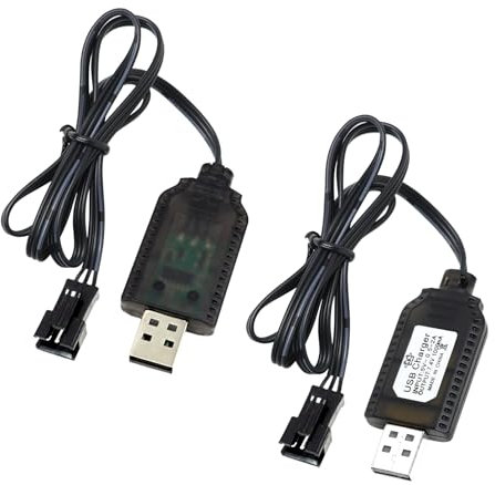 2 Stück RC Ladekabel 7,4V Ladegerät USB Kabel mit SM-3 PIN Stecker, Drohnen, kompatibel mit RC Autos, Quadcopter, ferngesteuerten Spielzeugen, Sicheres Laden mit Überladeschutz und LED-Anzeige