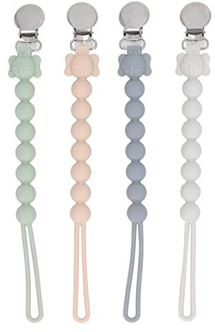 Baby Schnullerkette Silikon verhindern, dass fester Klammer aus Weichstecker weiß grau grün rosa entzückender Elefant für Babys