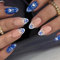 LunarCharm 24 pièces faux ongles bleu-blanc avec motif totem, french tip, ongles artificiels, courts forme d'amande, design cœur, prêt à coller