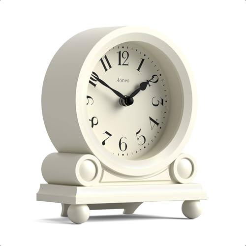 JONES CLOCKS® Maida Vale Kaminuhr | Kleine Schreibtischuhr | Blasses Creme | Traditionelles, hübsches & charmantes Design | Ideal für Kaminverkleidung, Bücherregal oder Nachttisch