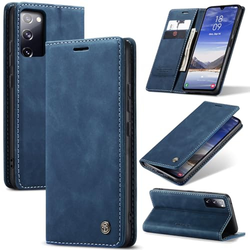 Lanranwa Handyhülle für Samsung Galaxy S20 5G Hülle Premium Lederhülle Klappbar Flip Case Handytasche Schutzhülle Klapphülle Standfunktion für Samsung Galaxy S20 -Blau
