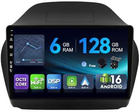 [6G+128G,Octa-Core] - MSD Autoradio für Hyundai IX35 (2010-2017) | Android 16 GPS Navi Radio | CarPlay Android Auto Lenkradsteuerung Dual-Band WiFi DSP DAB | Rückfahrkamera MIC | 2 Din 10.1 Zoll