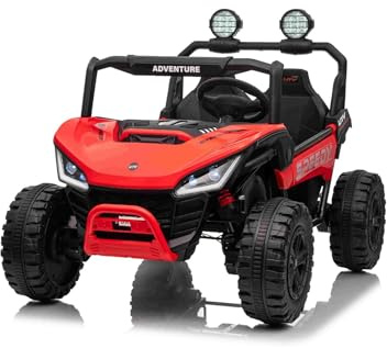 Beneo Motors 4x4 Voiture électrique Enfants 24V – 2 Places T-Rex Ride, Rouge, 4×45W Moteurs, Batterie Lithium, télécommande parentale 2,4 GHz, LED, MP3 USB/AUX – Véhicule Tout-Terrain 3 à 8 Ans