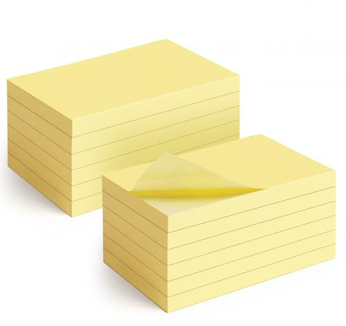 76 x 127mm Haftnotizen Set,12 Blöcken Selbstklebende Klebezettel Gelb,1200 Blatt