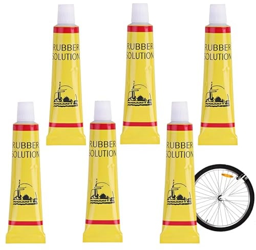 6Pcs Tire Puncture Repair Kit with Rubber Glue, Fast-Acting Tyre Plug Glue for Bike, Bicycle, Car & Motorcycle, Professional Rubber Cement Adhesive for Tire Puncture Repair