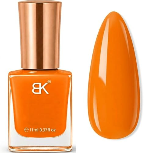 Orange Nail Polish - Quick Dry Nail Varnish, Bright Glossy Orange, Long-Lasting, Smooth & Easy Application, Vegan Friendly, DIY Manicure, Summer Holiday Nail Lacquer, 10ml