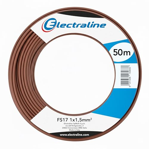 Electraline 13083 Cavo Unipolare FS17, Sezione 1 x 1,5 mm², Marrone, 50M