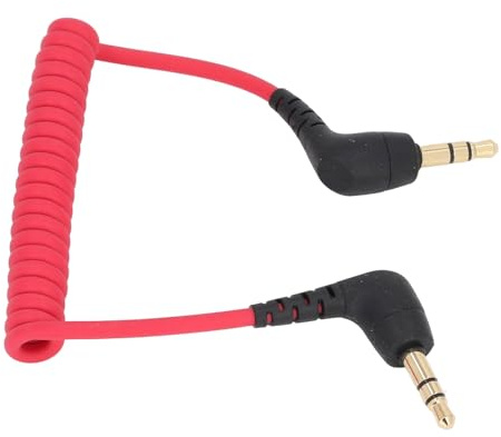 Omquot Cavo Patch per Microfono da 3,5 Mm Cavo a Spirale Ad Alta fedeltà per la Registrazione di Smartphone, Videocamere, Lunghezza Regolabile in PVC