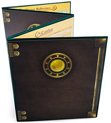 Stratagem The Master's Tome - Pantalla GM personalizable de 4 paneles con inserciones gratuitas – borrado en seco, accesorio de juego y de amo del calabozo para campañas de mesa RPG.