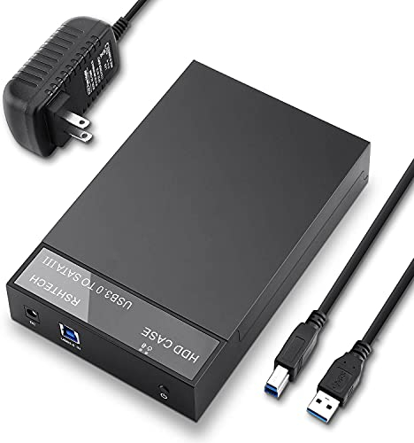 RSHTECH Hard Drive Enclosure, USB 3.0 to SATA External Hard Drive Docking Station for 3.5 inch SATA I/II/III HDD SSD Up to 12TB Support UASP (Black)