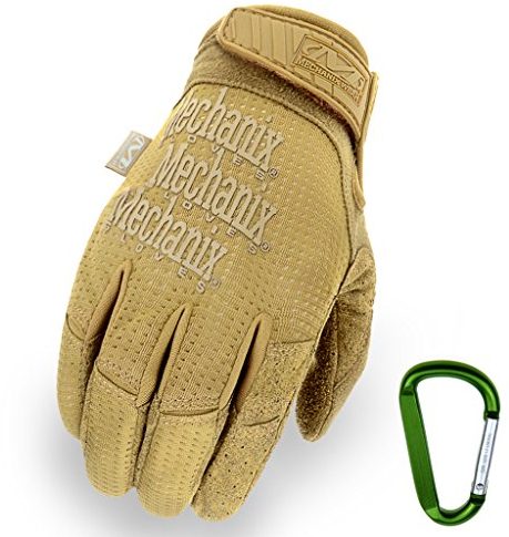 Mechanix WEAR Tactical Vent 2017 Einsatz-Handschuh, extrem atmungsaktiv, touchscreenfähig & abriebfest + Gear-Karabiner, in Schwarz & Coyote/Größe S, M, L, XL (M, Coyote)