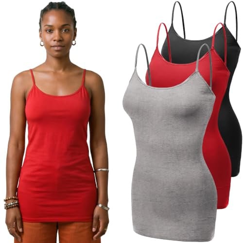 Emmalise Damen Basic Casual Long Camisole Verstellbarer Träger Cami Layering Top