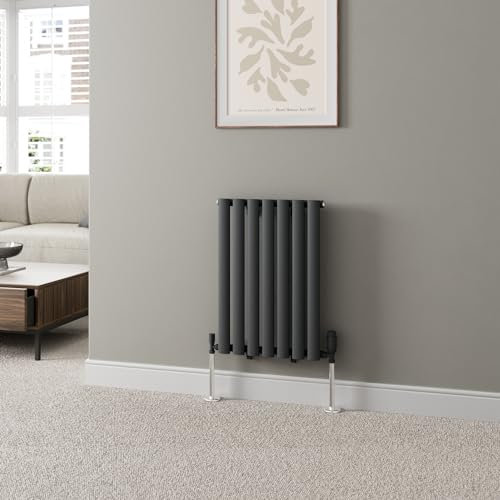 DuraTherm® 600 x 420mm Anthracite Horizontal Designer Radiator Single Column Oval Tube Modern Central Heating Panel Bathroom Radiators